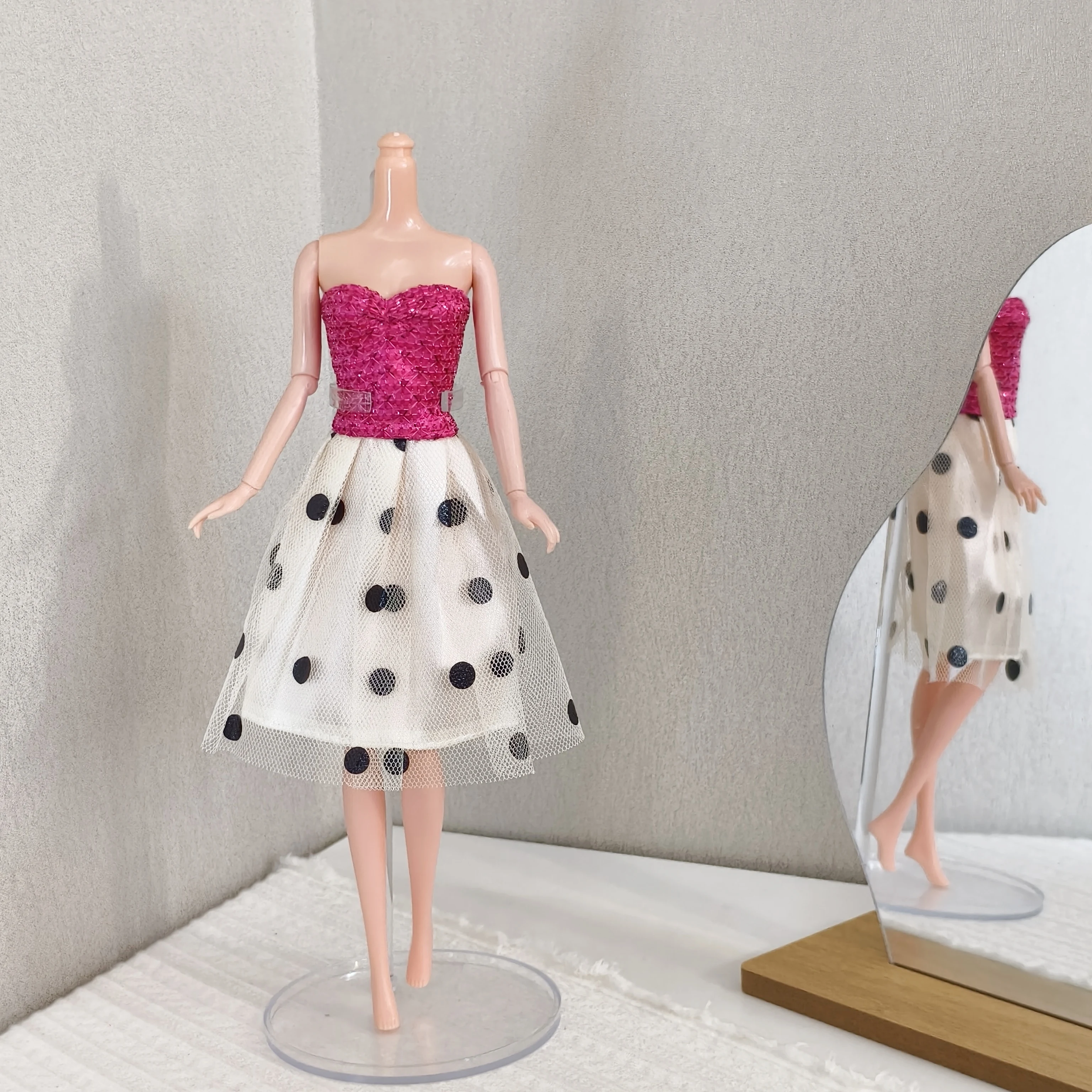 Elegant Temperament Polka Dot Dress Sexy Evening Gowns For 1/6 FR Babi Supermodel Doll Dress Up 30cm Doll Clothes Accessories