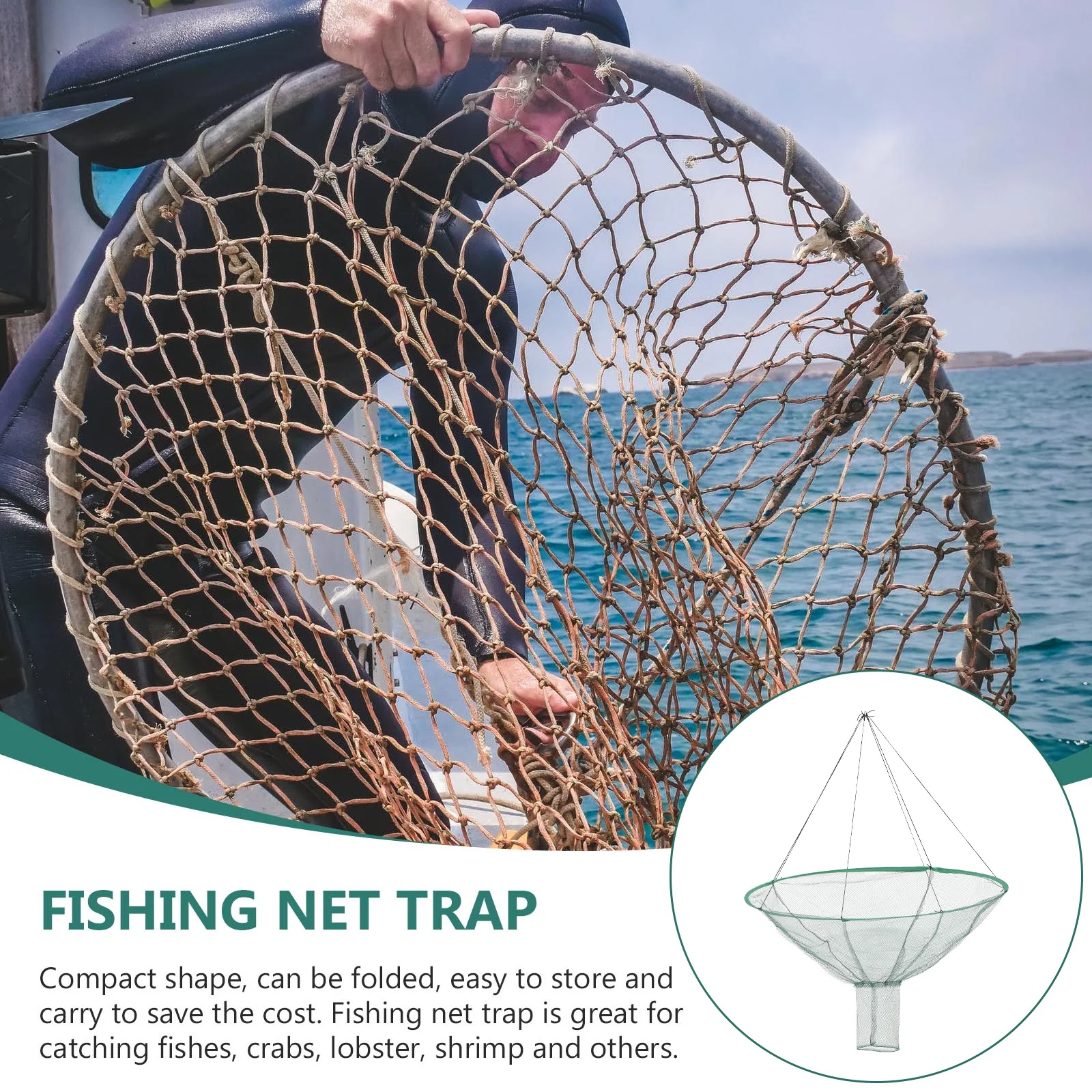 

1Pcs Professional Fishing Net Foldable Durable for Fish Crab Shrimp Lobster Easy to Use No Installation Required