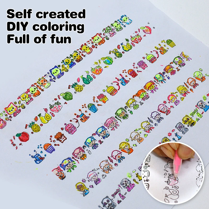 Cartoon Rolling Stamp Self-Ink Non-reusable Scrapbooking Stationery Stamp DIY Filling Color Tools Pre-student Kindergarten Toy