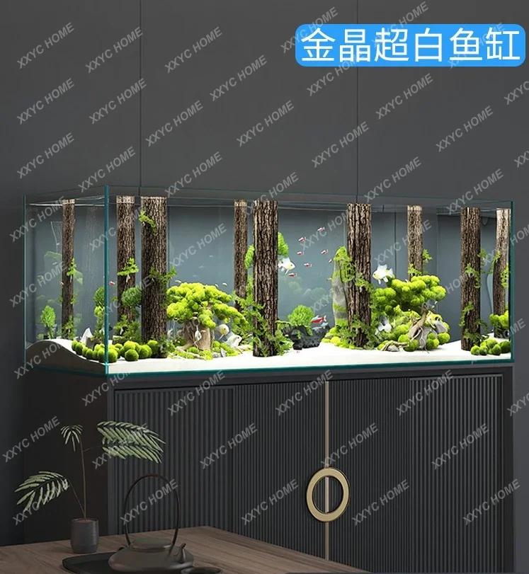 Glass Fish Tank Rectangular Home Large, Medium and Small Aquatic Plants Ecological Landscape Turtle Jar