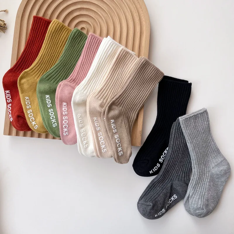 3 Pairs/Lot Newborn Baby Socks Kids Boys Girls Cotton Stripe Soft Sock Children Toddler Non-Slip Long Socks For 0-3 Years