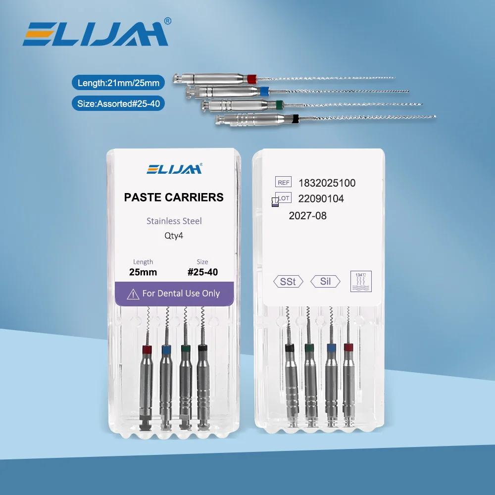 4Pcs/Box 21/25mm #25-40 Denspay Dental Rotary Paste Carriers Spiral Filler Lentulo Engine Filling Dentist Materials Instrument