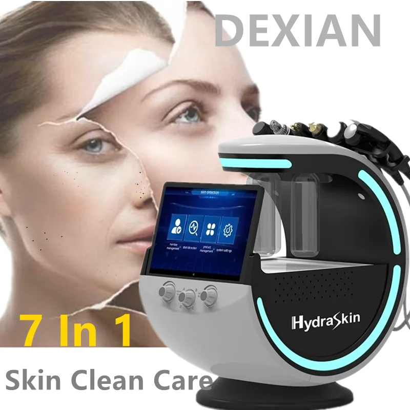 7 in 1 Hydro Macchina per il viso Professionale Ad ultrasuoni Ringiovanimento della pelle Dermoabrasione Pulito Ossigeno iperbarico Macchina SPA per