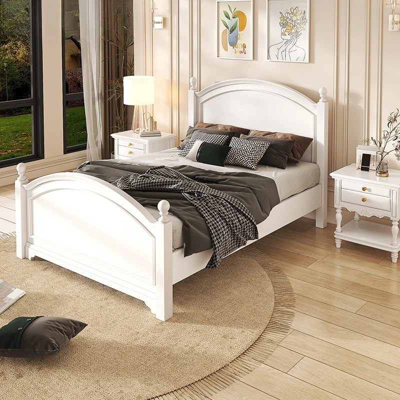 American simple bedroom all solid wood single bed European light luxury 1.5 meters children's bed white princess bed