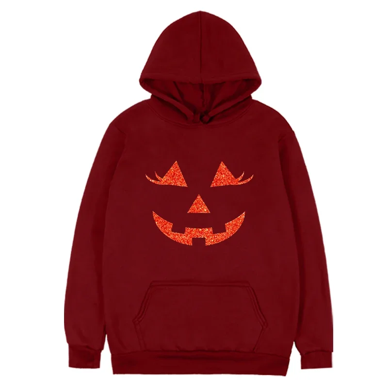 Moletom Abóbora Feminina Halloween, Roupa Manga Comprida, Capuz, Roupas de Inverno, Kawaii, L