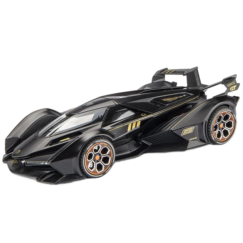 

1:22 Alloy Car Model Simulation V12-GT Sports Car 1/22 Diecast Vehicles Toys Black Pull Back Car Toy Desktop Collection Gift