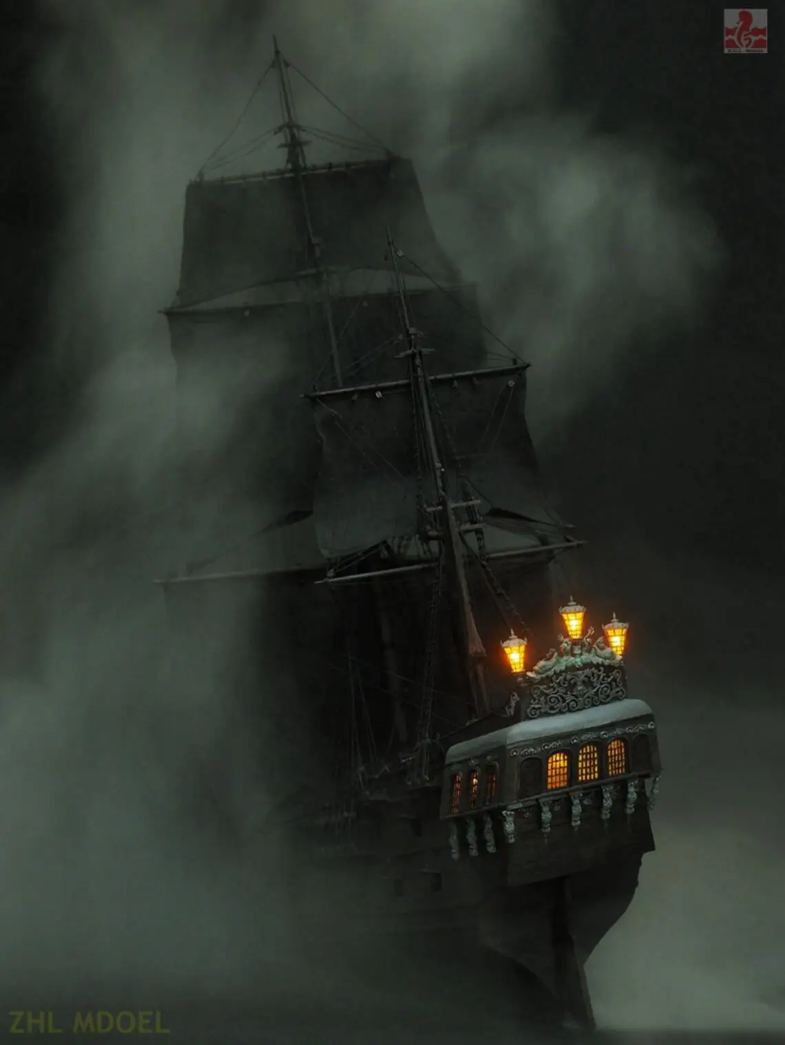 ZHL all sealed version of the black pearl ship wooden model ship kits scale 1/50 38.5\