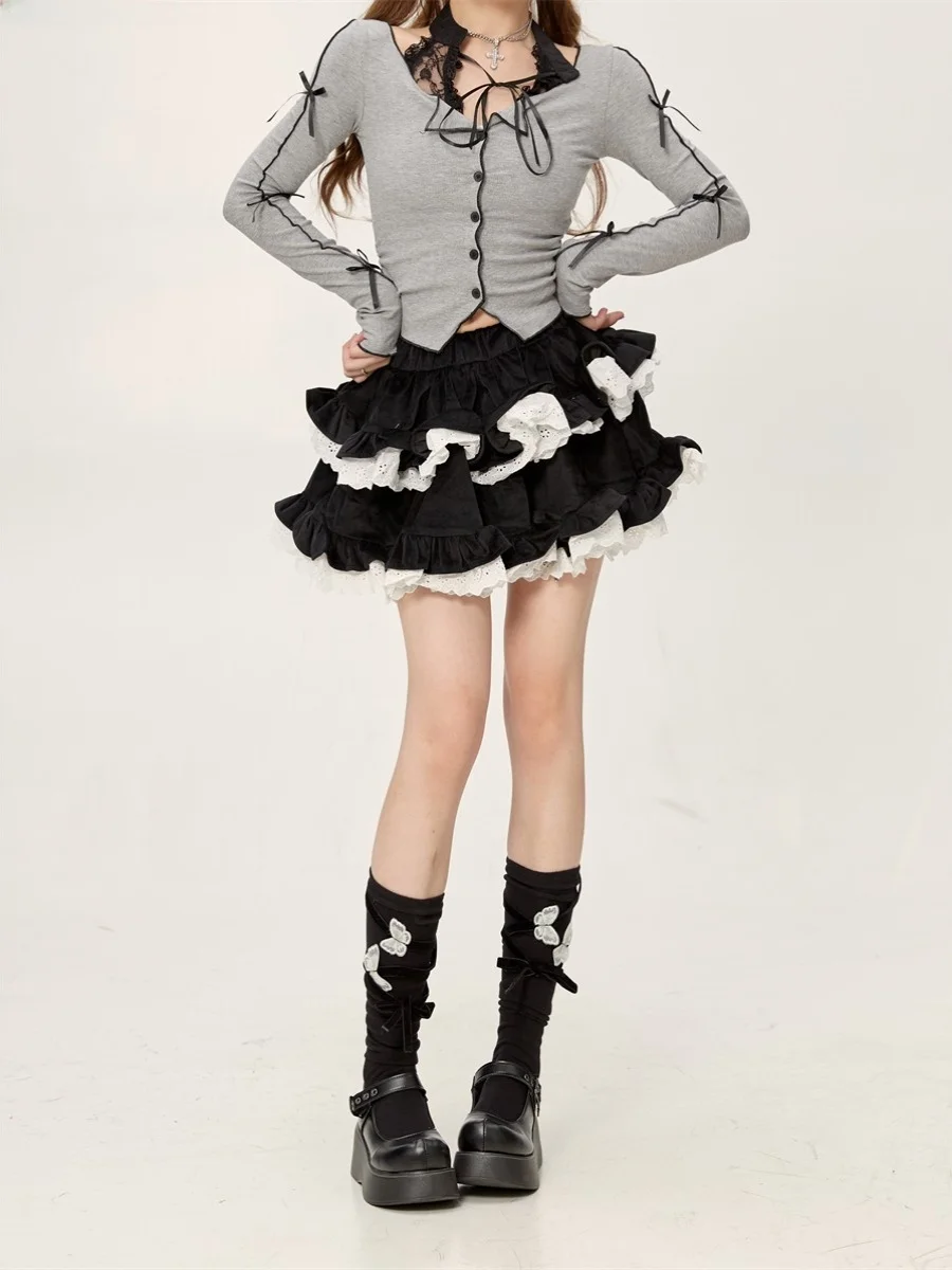 Pure Desire Lace Trim Puffy Cake Skirt Short Women's Unique Beautiful Half-length Spring Summer New Arrival Korean Style