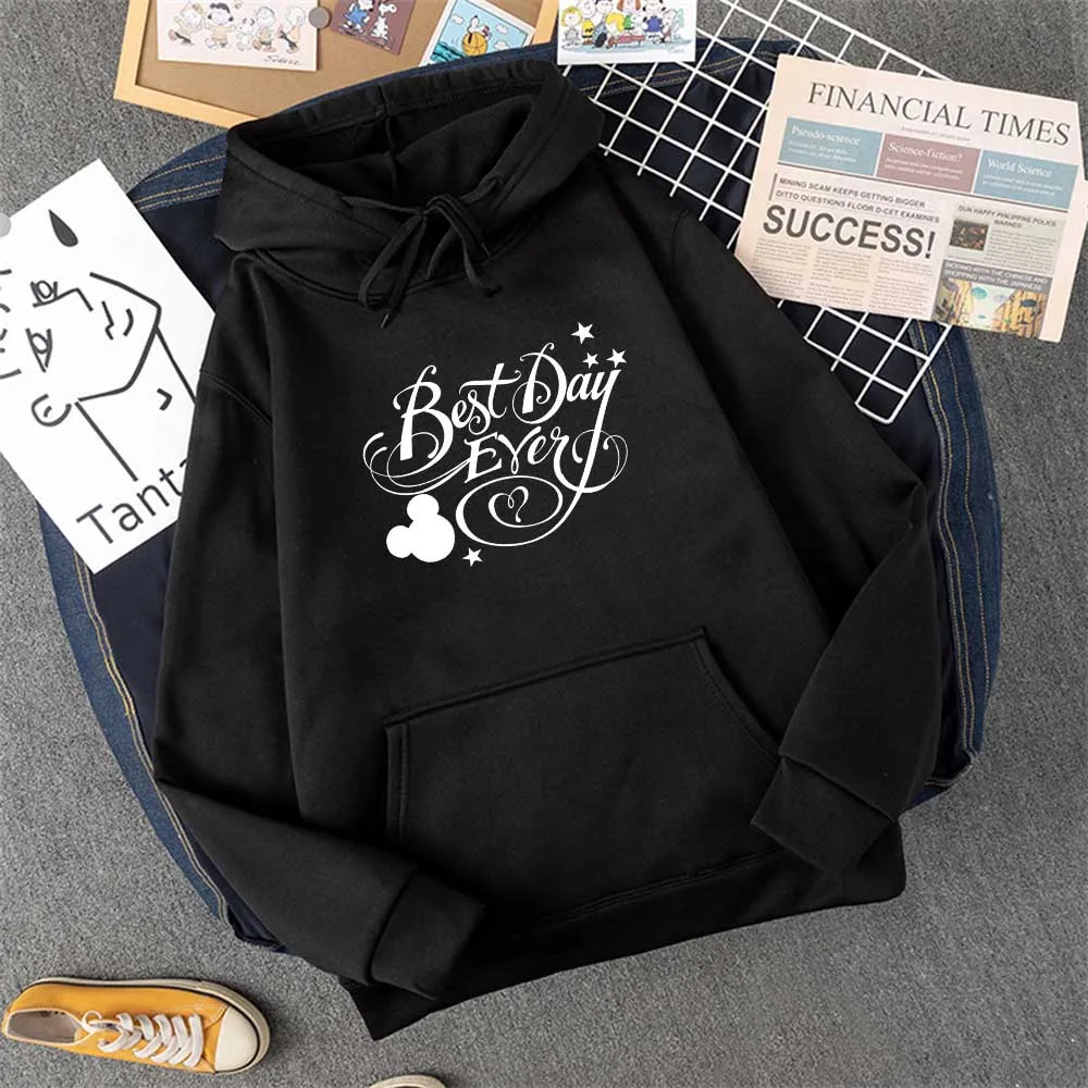 

best day ever Letter Printing Simple Solid Color Letter Printing Womens Sweatshirts Long Sleeves Warm Pullover Clothes