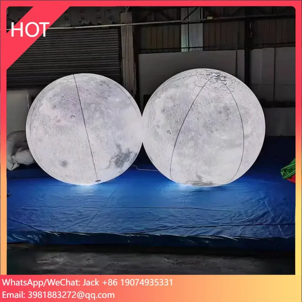 Space Theme Party Decoration Inflatable Planet, Earth Moon Nine Planets Hanging Led Advertising Floating Ball
