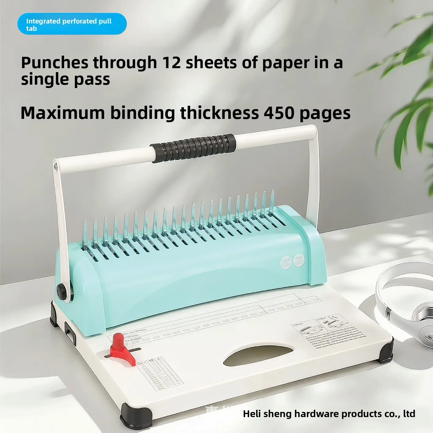 21 Hole Comb Binding Machine with Manual Punch, A4 Paper Punch and Comb Binder for 450 Sheet Documents, Office Report and