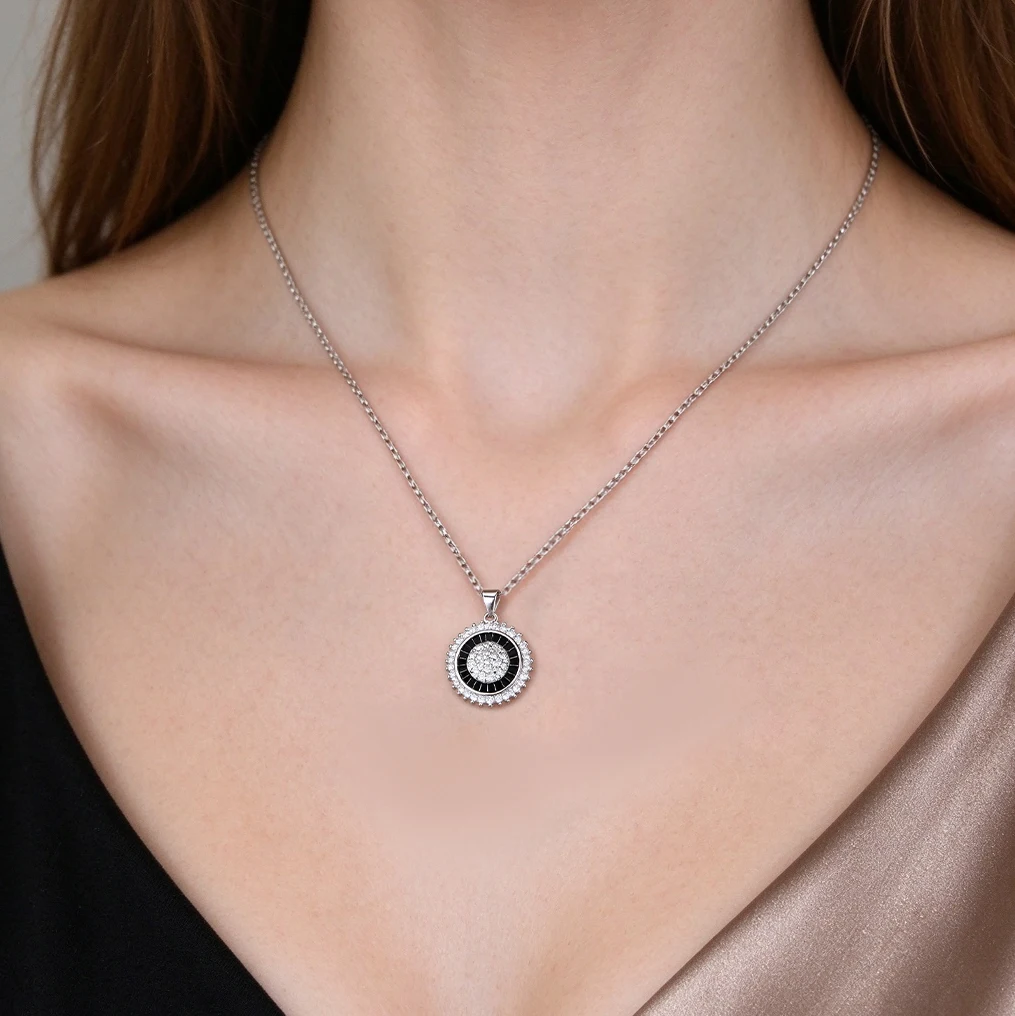 MHS.SUN Round Cubic Zirconia Pendant Necklaces Earrings For Women Girls Gold/Silver Color Chains Party Jewelry Set Gifts