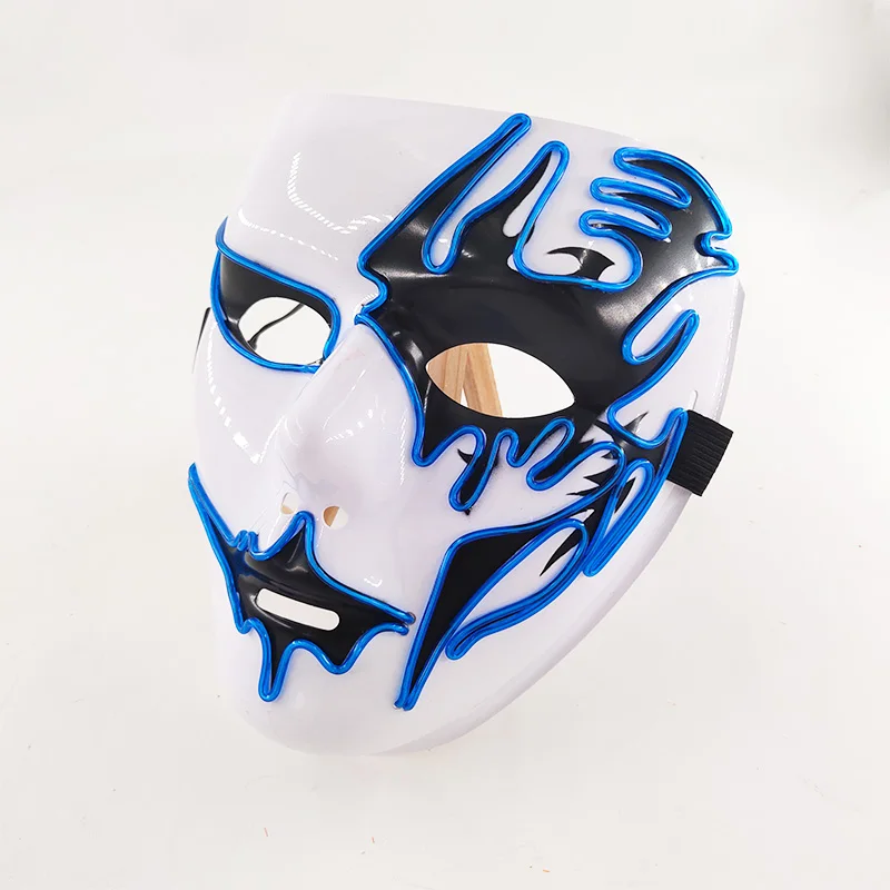 قناع ملبورن شافل ريف المتوهج للرقص، قناع مضيء منقوش مرسومة يدويًا لدعائم أداء الهالوين الرائعة للمراهقين #5