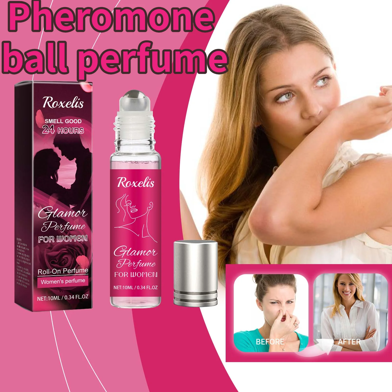 

Filomon Ball Perfume Women's Rose Charming＆Lasting Fragrance Portable Women Adult Elegant Fresh Natural Unique＆CharmingPerfume