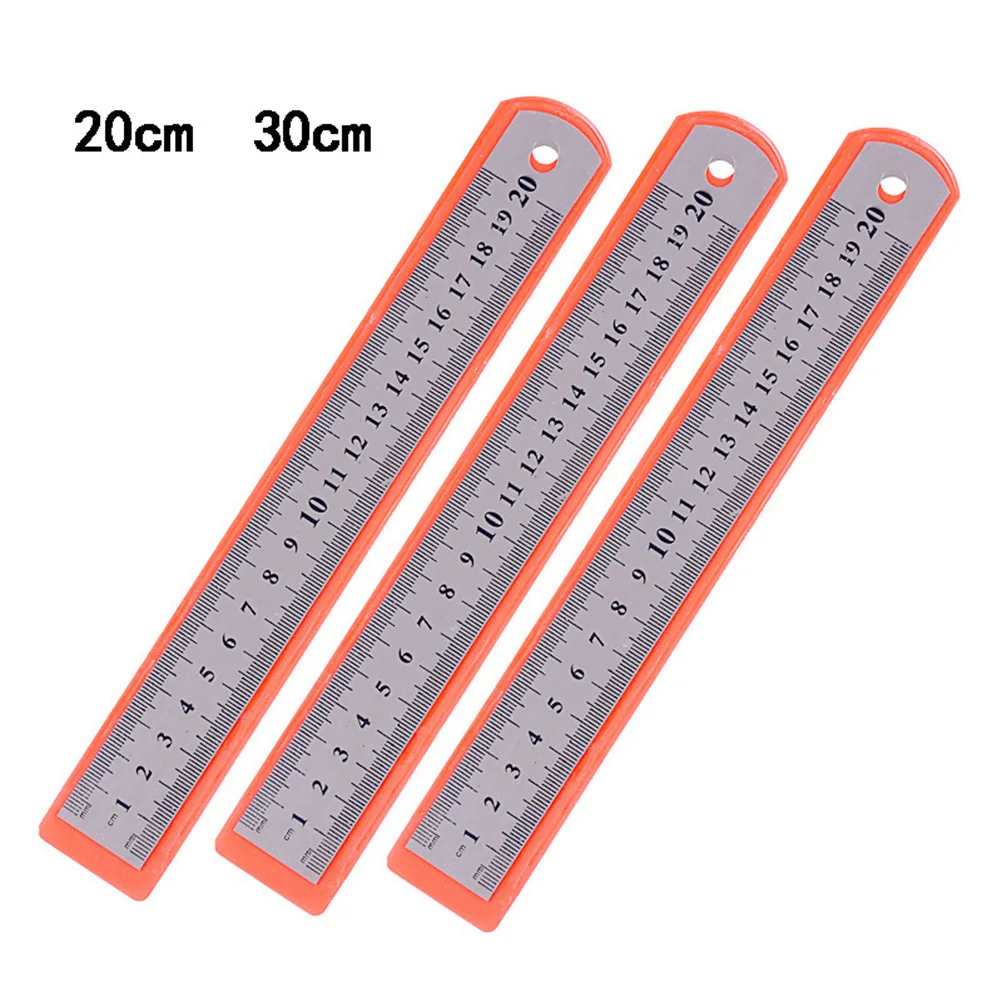 8pcs Stainless Steel Ruler 30Cm Double Sided Straight Measuring Tool For Drawing Carpentry Engineering Metal Working School