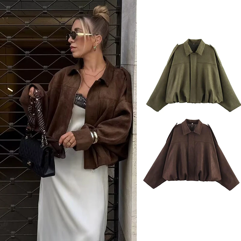 

Autumn Jackets Women's 2025 New CoatsChic Loose Elegant Young Warm Women's Jackets Street Fashion Bat Sleeve Autumn Travel Coats