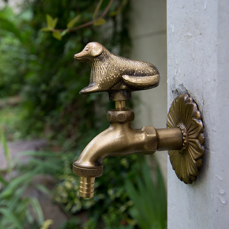 Cute cat Kugou outdoor creative faucet courtyard brass single cooling garden antifreeze sunscreen mop washing machine spray gun
