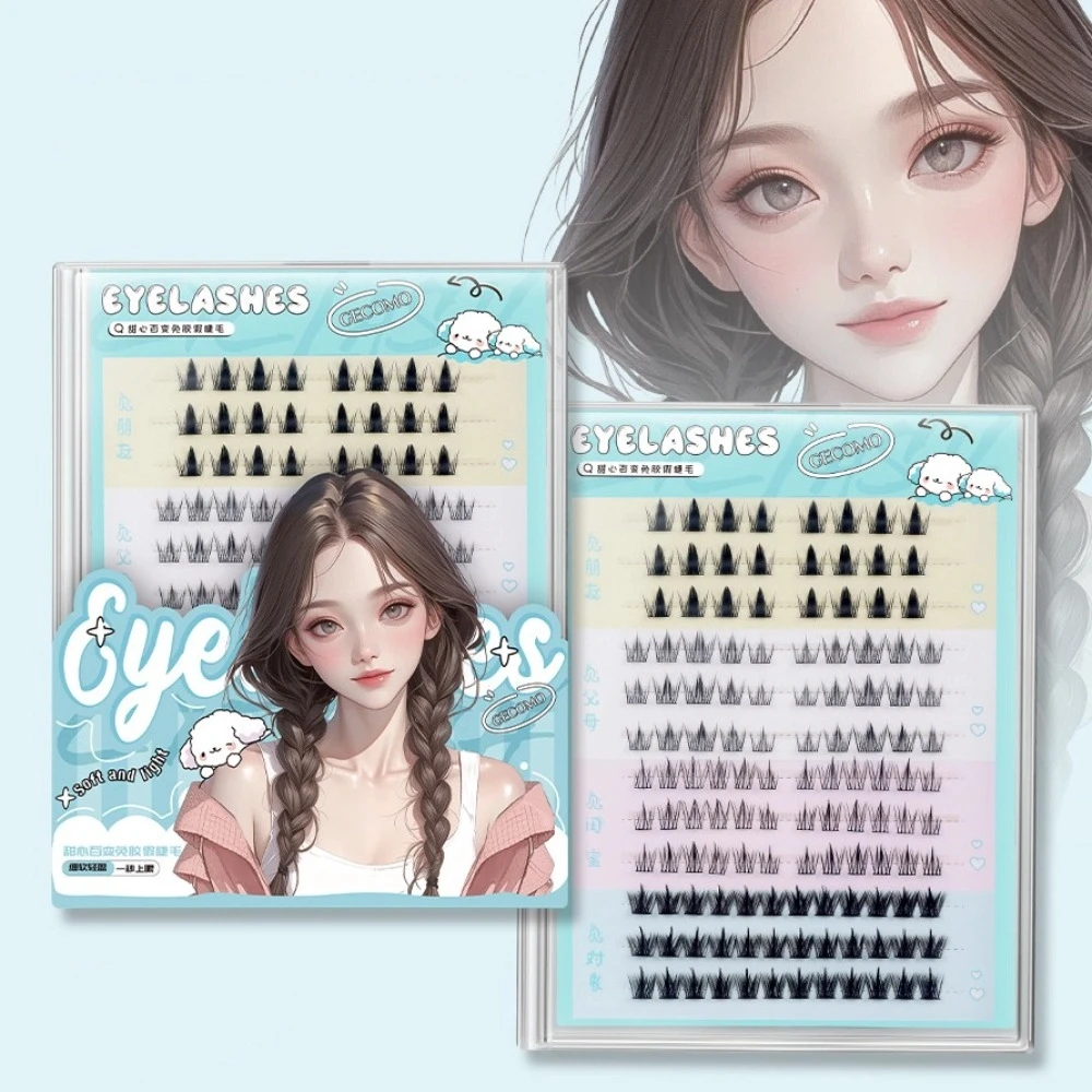 Cílios postiços segmentados mistos individuais, asas oblíquas, grande capacidade, cachos c, faça você mesmo, 126 peças, sem cola, cílios postiços