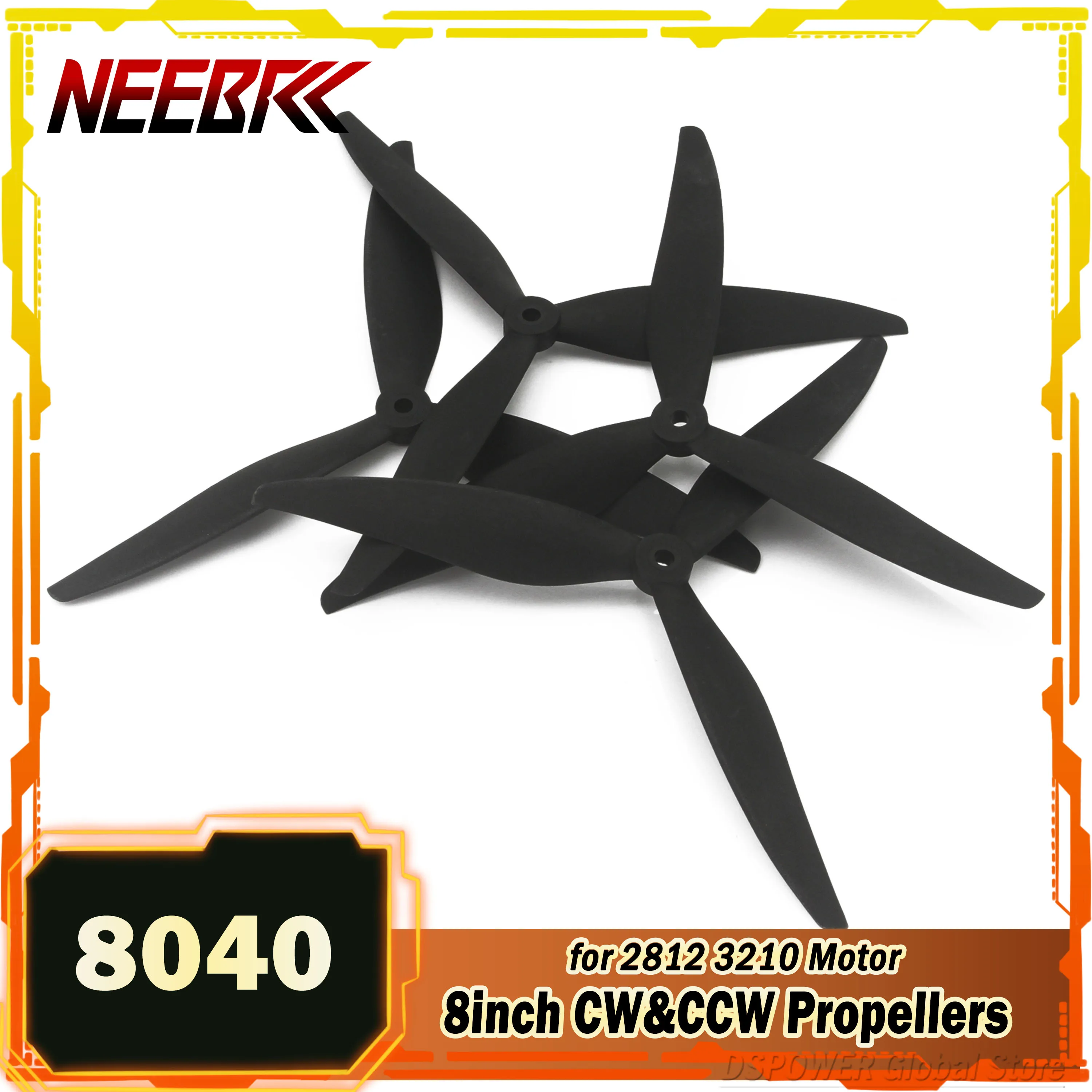 8Pairs NEEBRC 8040 8inch 3-Blade CW CCW Propellers Low Noise Blade for RC FPV Racing Drone Quadcopter Mark4 2812 3210 Motor Part