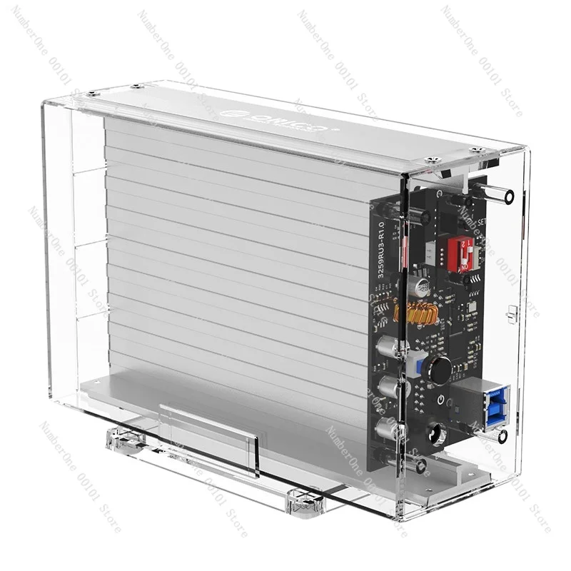 3259C3-CR-BP Transparent Series Dual-Bay 3.5 Inch Type-C Portable Hard Drive Enclosure