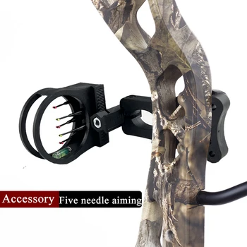 Arco de avistamiento de cinco agujas y flecha, accesorios de tiro con arco, arco recurvo compuesto de fibra con luz ajustable para disparar