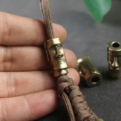 Easter Island Moai Stone Statue Watchman Knife Beads Brass Woven Paracord Lanyard Pendants Outdoor EDC Umbrella Rope Accessories