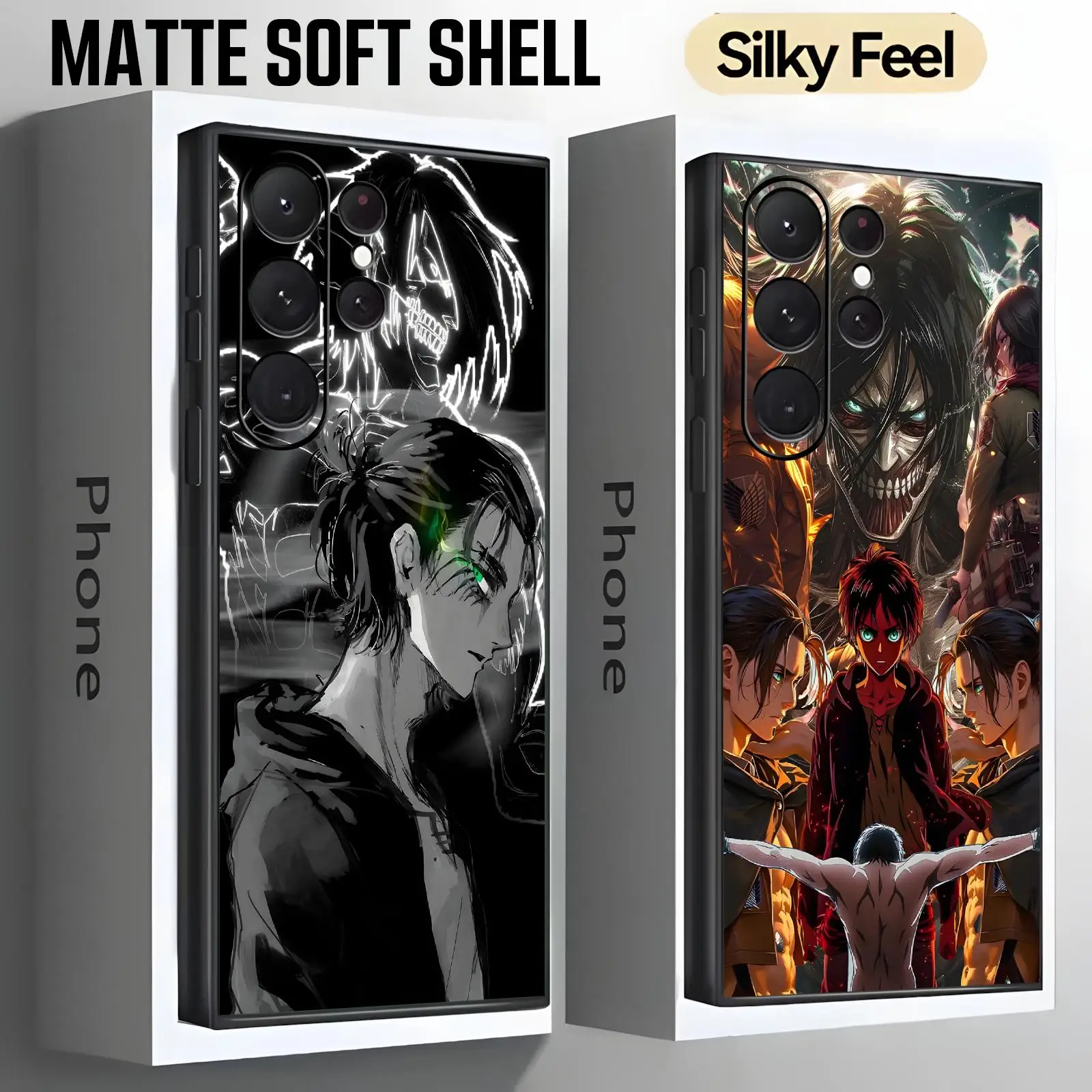anime Attack on Titan  Phone Case For Samsung S26 S25 S24 S23 S22 S21 S20 Ultra Note20 Soft black Shockproof Cover