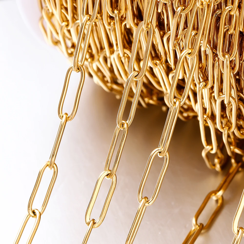 1 Meter 3 Sizes Gold Plated Stainless Steel Rolo Cable Chain for DIY Necklace Bracelet Wallet Jewelry Making Supplies Accessorie