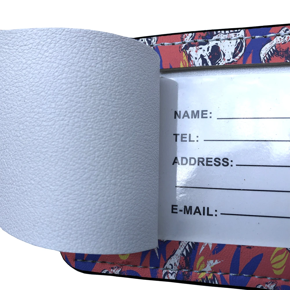 HOT AnimalsDinosaur Team Leather Business Luggage Tag Suitcase Address Label Luggage Boarding Case Label Name ID Address Clip