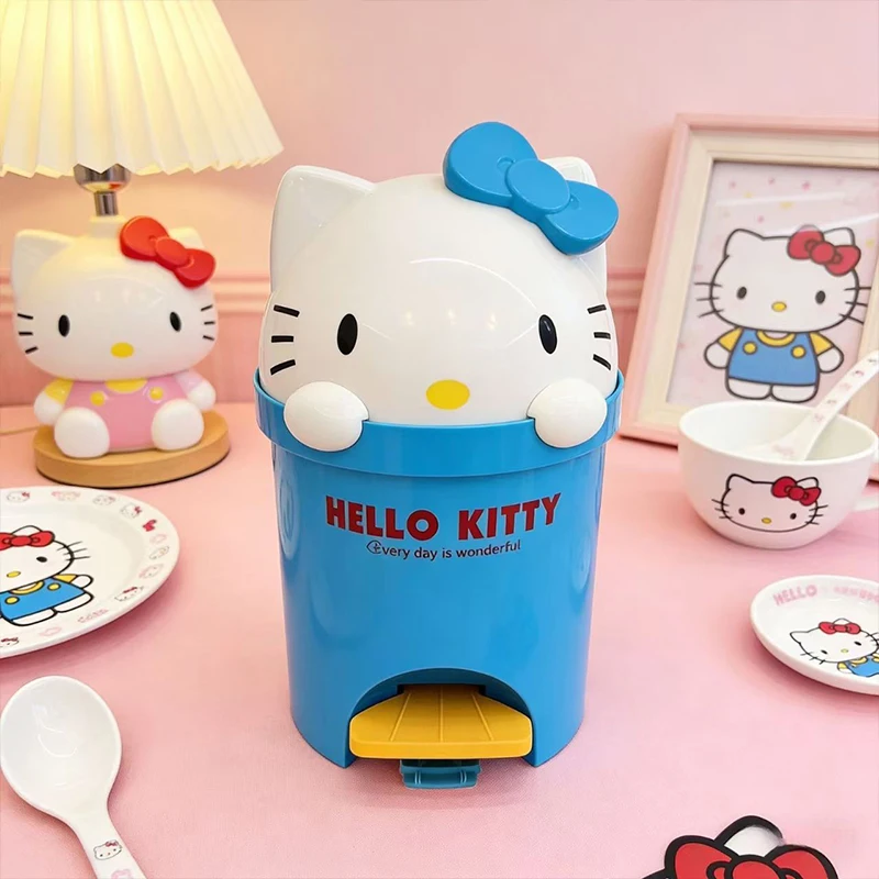 HelloKitty Cartoon Peripheral Desktop Storage Trash Can, High-Quality Trash Can, Household Items Room Placement, Waste Storage view 2