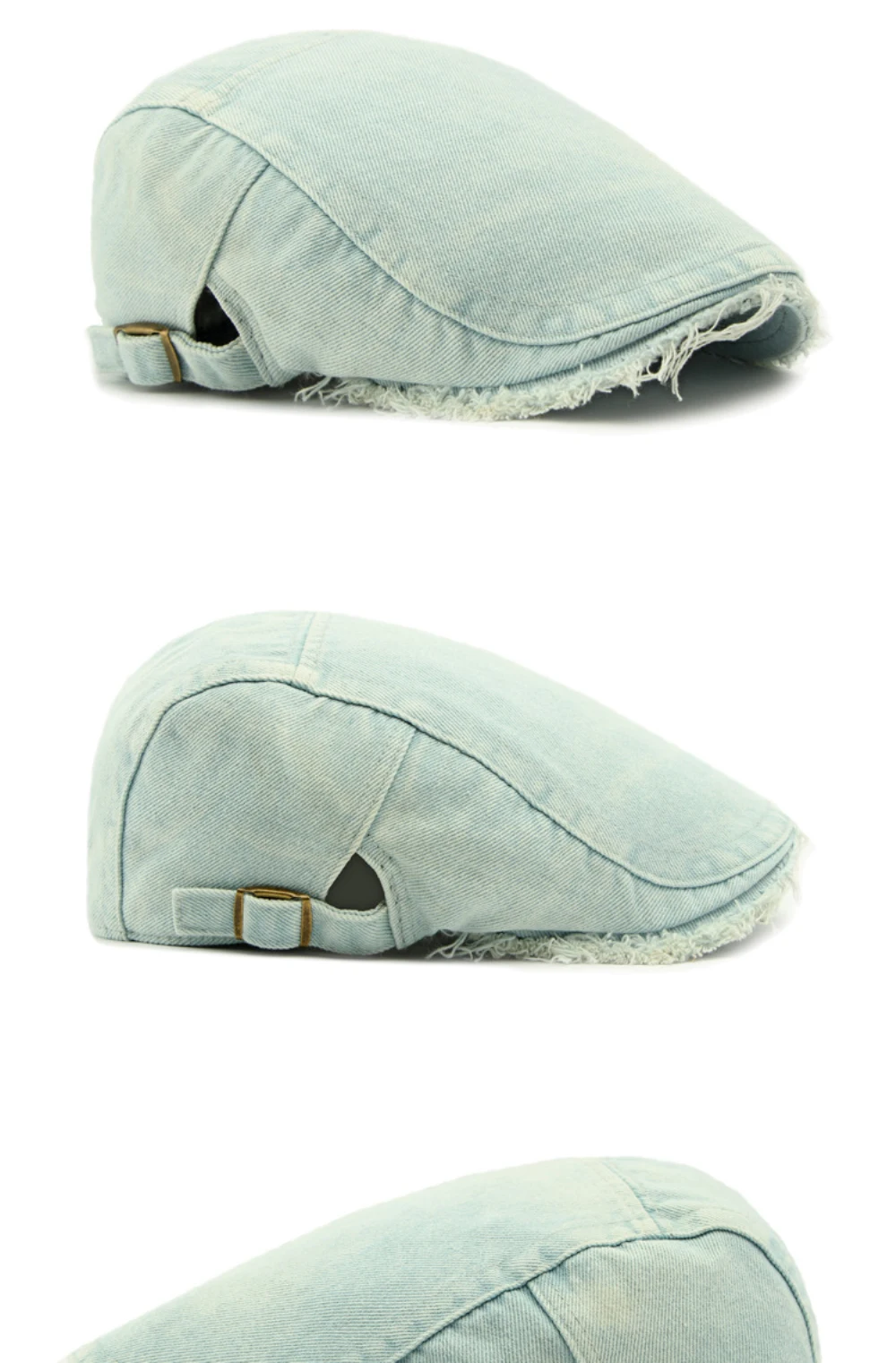HT4797 Herren- und Damen-Baskenmützen, Einfarbige Baumwoll-Flatcap, Retro Künstler-Mütze für Alle Jahreszeiten, Denim-Baskenmütze – Detail 6