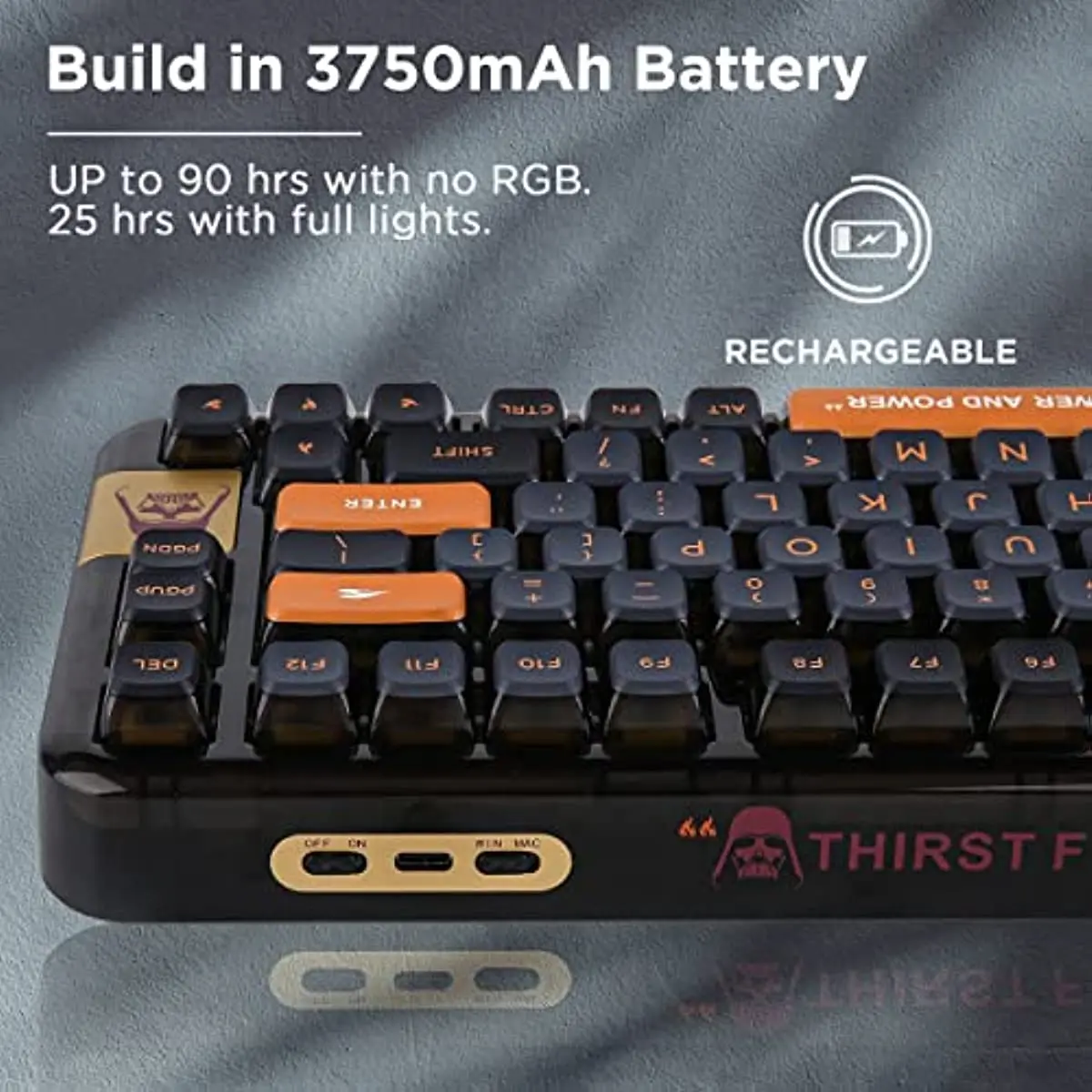 CoolKiller CK75 Hot-Swap Bluetooth 2.4G Wireless RGB Black Knight Transparent Gasket Gaming Mechanical Keyboard RGB for Win/Mac