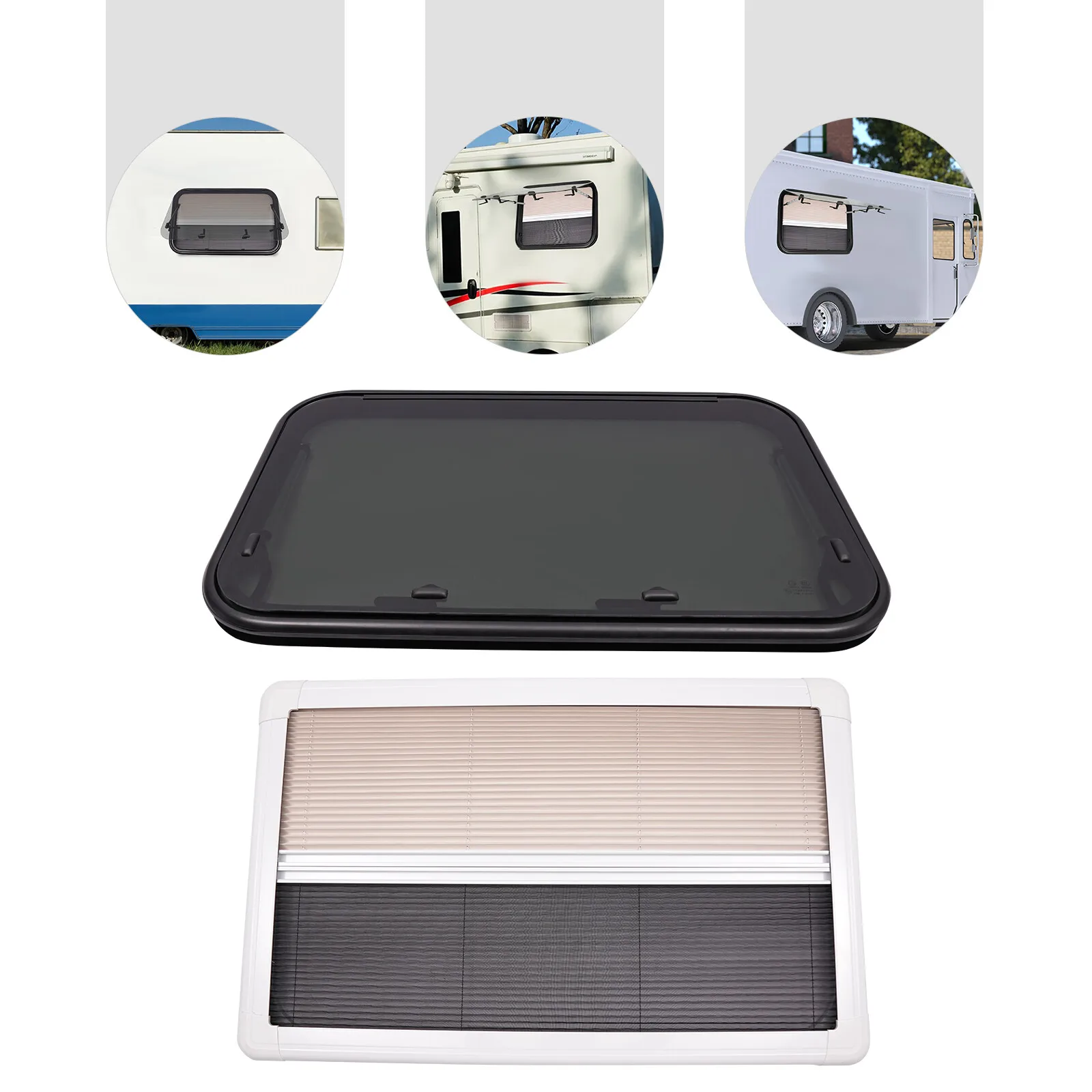 نافذة خروج RV مقاس 36 × 22 بوصة، نافذة طوارئ من الزجاج المقسى السميك للغاية مع شاشة للتخييم