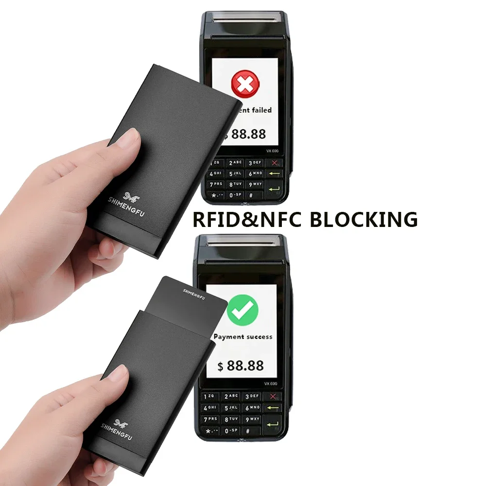 Heren RFID Smart Wallet Aluminium Mini-kaarthouder PU-leer Business Casual portemonnee voor creditcards en bankkaarten