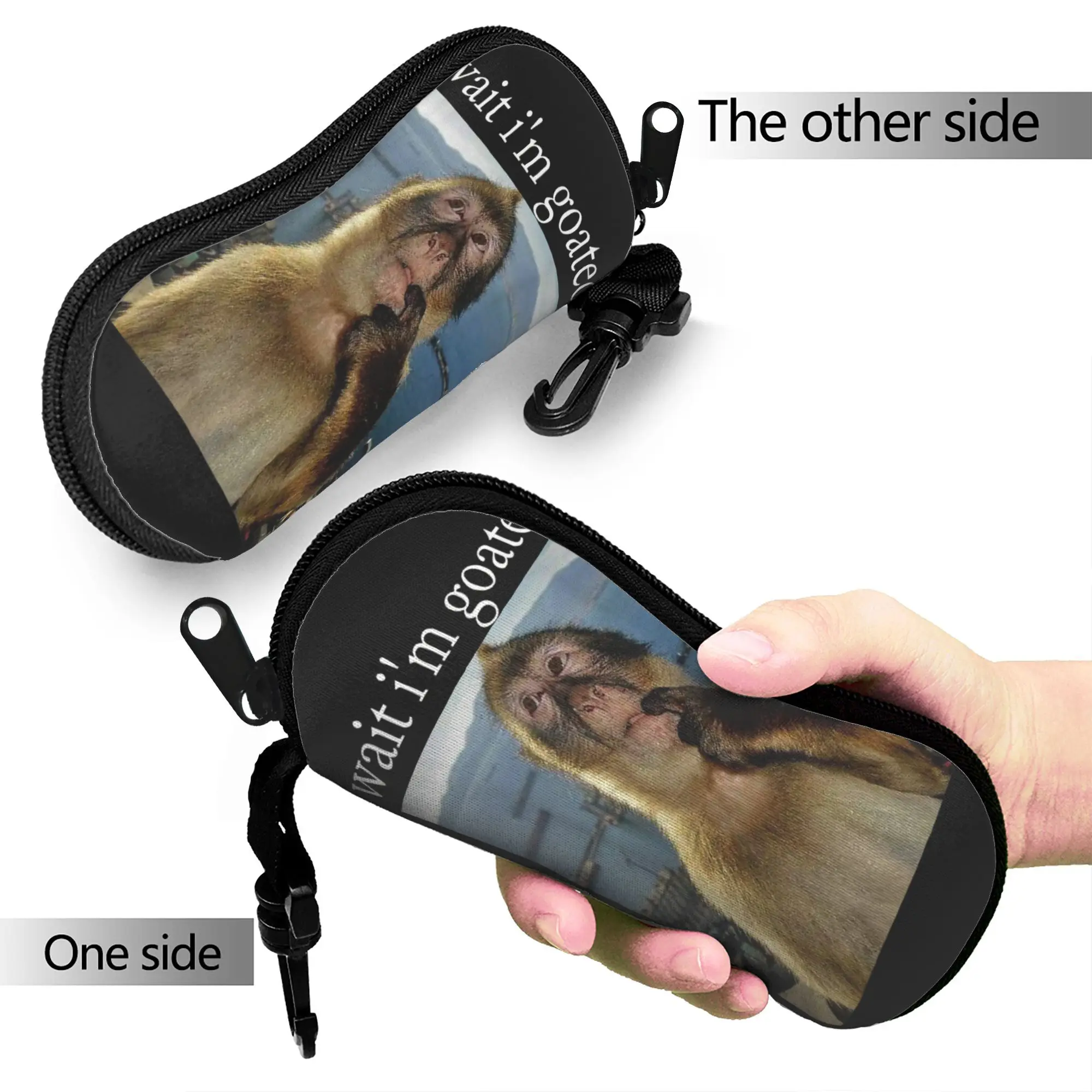 Thinking Monkey Meme Glasses Case Unisex  Sunglasses Pouch Classic Print Eyewear Storage Travel Eyeglass Protector