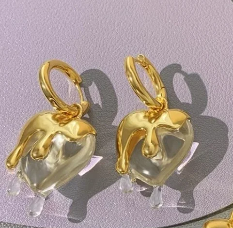 Women Molten Water Heart Drop Earrings Party Jewelry