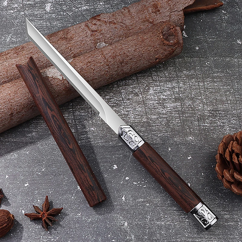 Cuchillo afilado de acero inoxidable para fruta, cuchilla fija, cuchillo de bolsillo EDC portátil, cuchillo multiusos para carne de Camping,