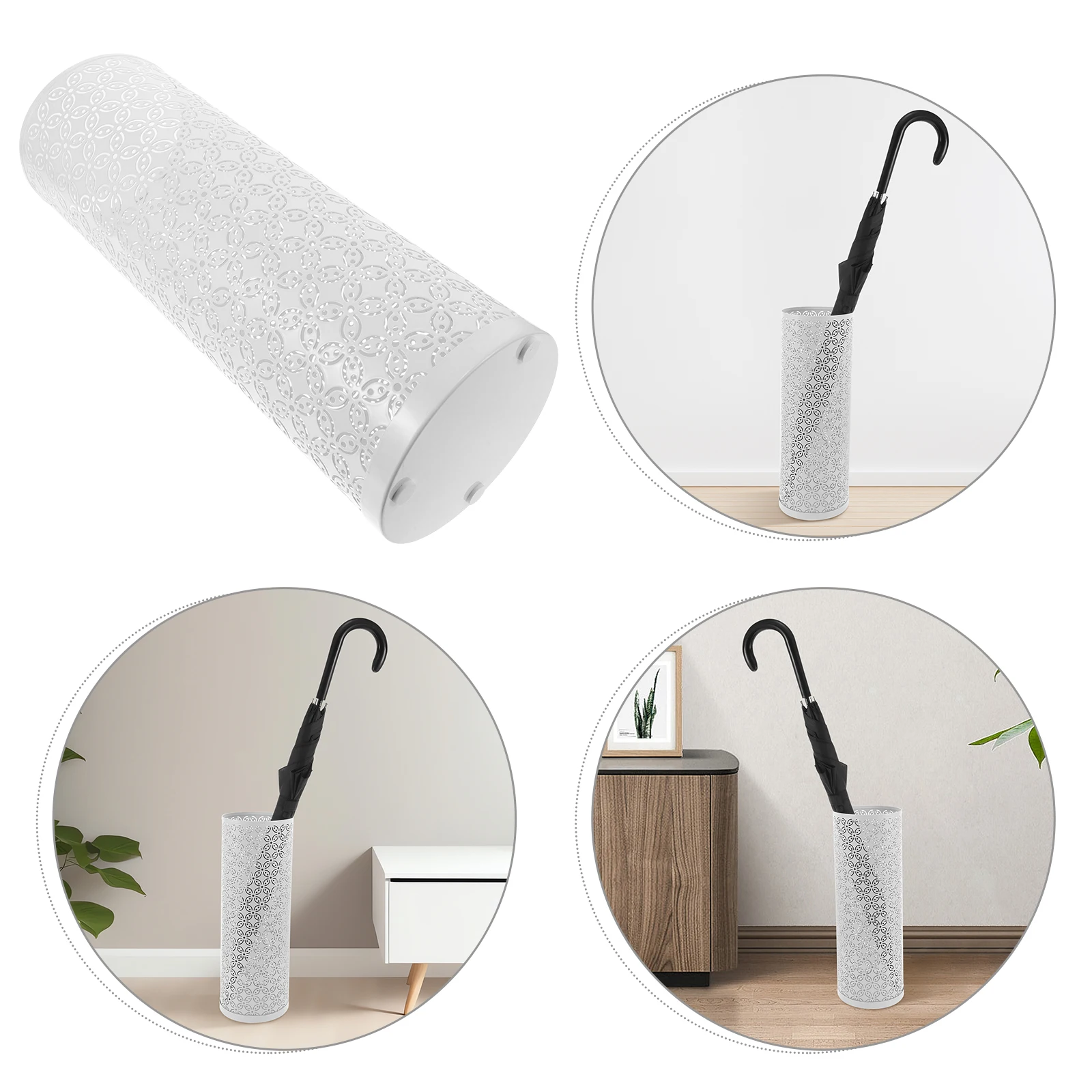 

Umbrella Storage Bucket Large Capacity Round Lobby Metal Clover Design Anti Slip Easy Clean Flower Bucket Umbrella Rack Stand