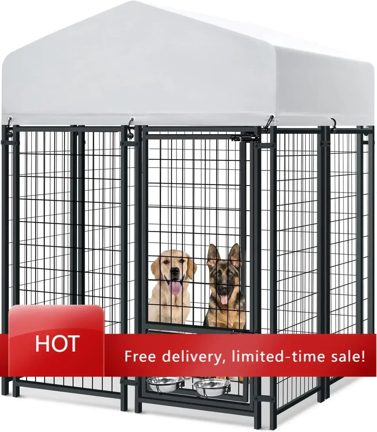 Hot Sales4x4x6FT Outdoor Dog Kennel, Heavy Duty Welded Wire Steel Dog kennels with Secure Lock for Outside, Dog Pen with Waterpr