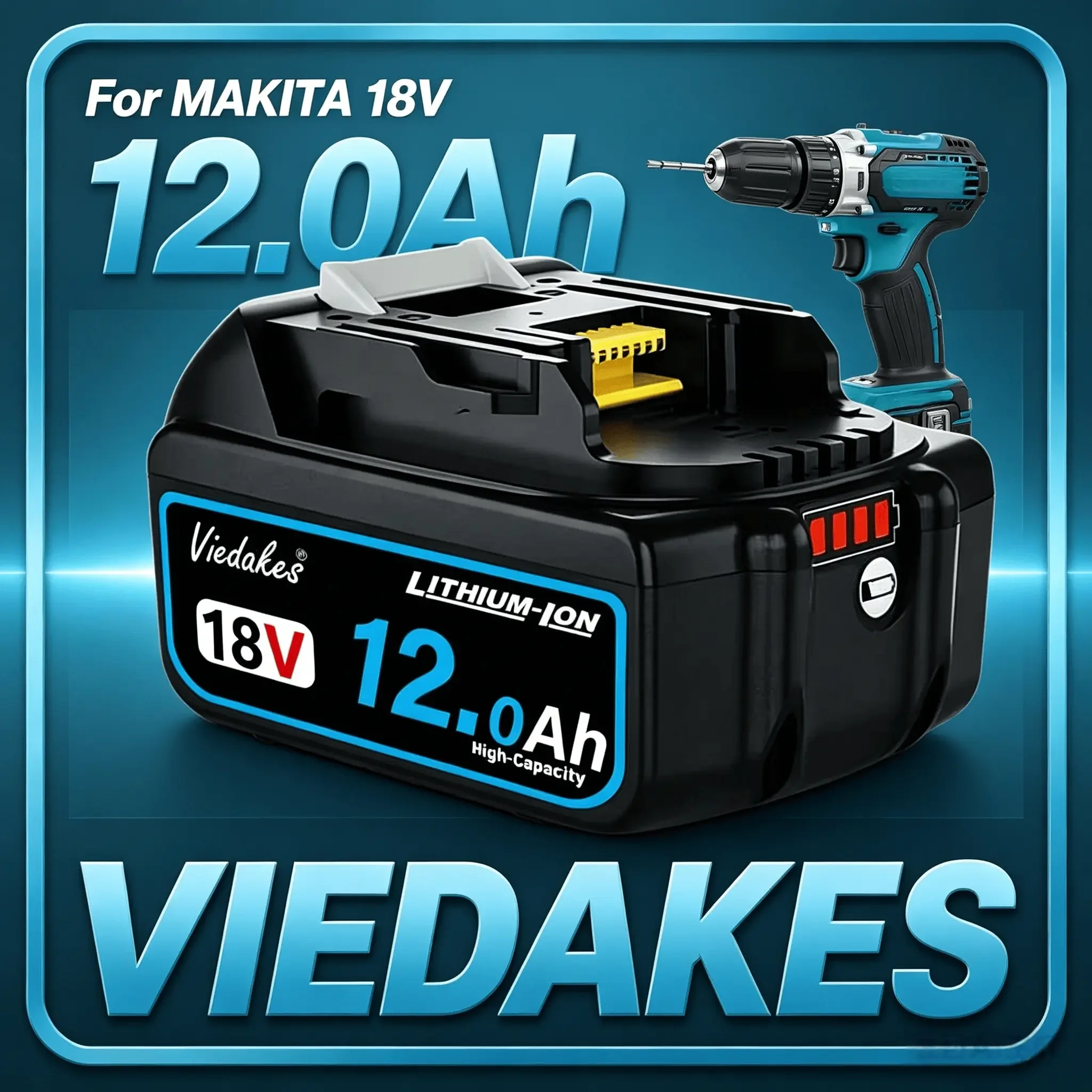 

For Makita 18V Battery VIEDAKES 8.0Ah 10.0Ah 12.0Ah BL1860 BL1850 LXT DTD173 DGA504 마끼다18v 배터리