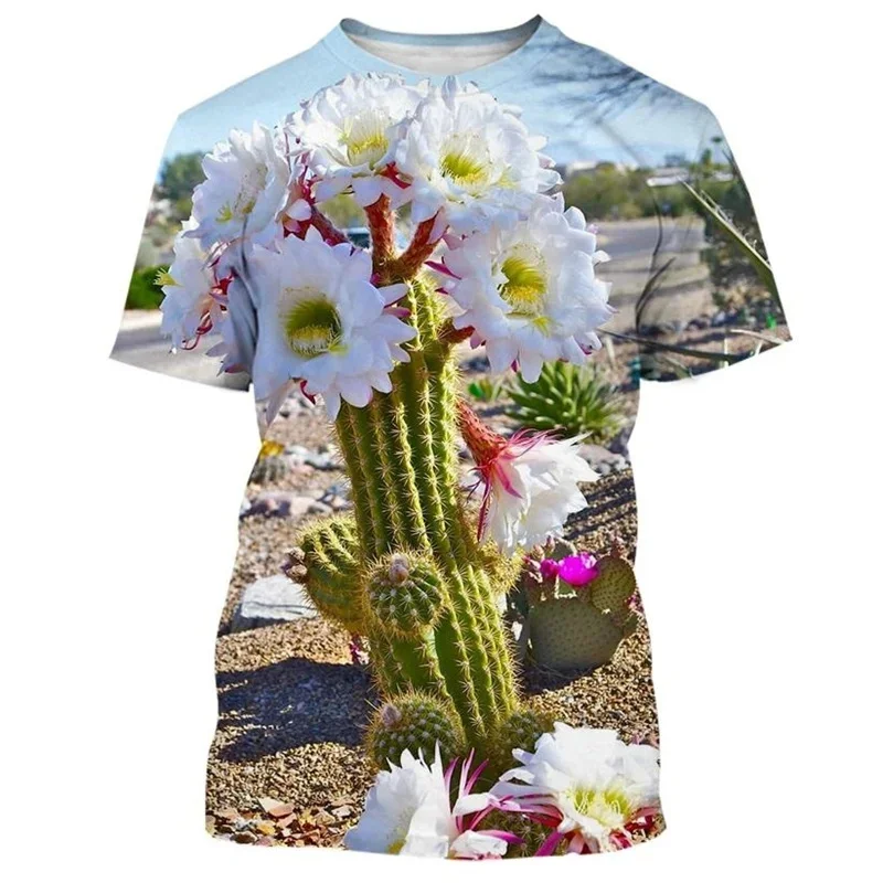 

3D Printed Flower Cactus T Shirt For Men Casual Fashion Desert Plants Women T-shirt Streetwear Oversized Tshirt Funny Gifts Tops