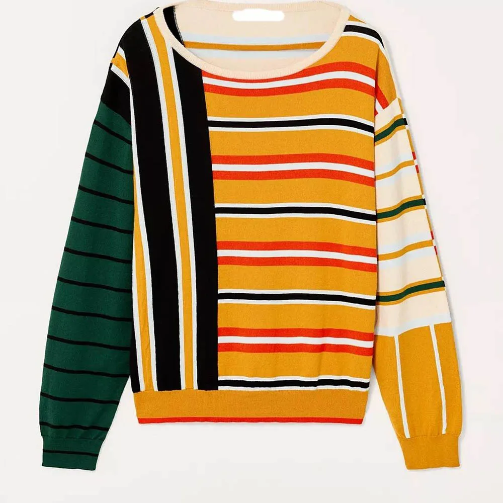 

Осенний новый мужской свитер с длинными рукавами контрастного цвета, модный тренд в стиле ретро, уличные свободные повседневные нишевые мужские топы в стиле хип-хоп