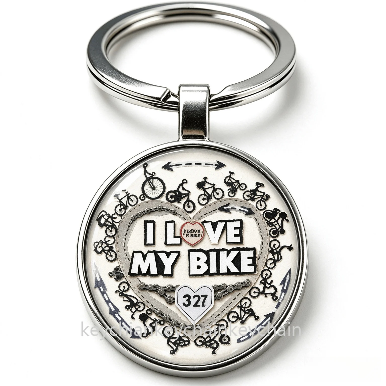 I LOVE MY BIKE heart Keychain Key Ring Pendant Car Bag Key Holder Gift