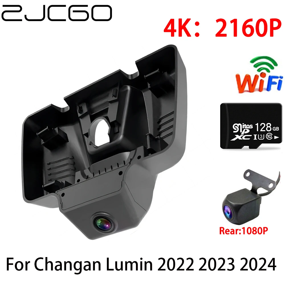 

ZJCGO 4K Car DVR Dash Cam Wifi Front Rear Camera 2 Lens 24h Monitor Parking for Changan Lumin 2022 2023 2024