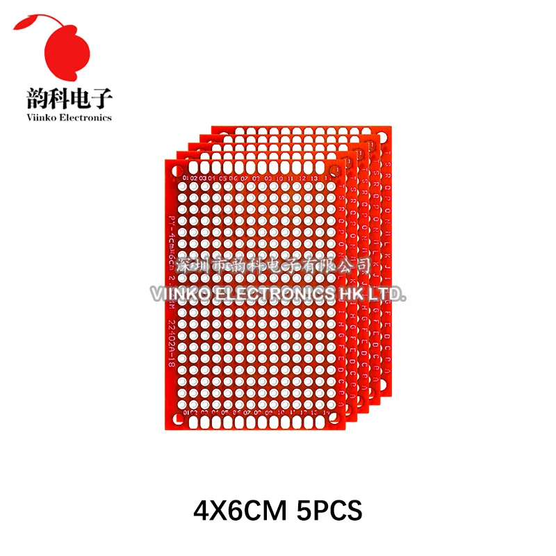 5PCS PCB Protoboard Red Double Side Prototype Board 2x8cm 3x7cm 4x6cm 5x7cm 7x9cm Printed Circuit Boards DIY Electronic Kit