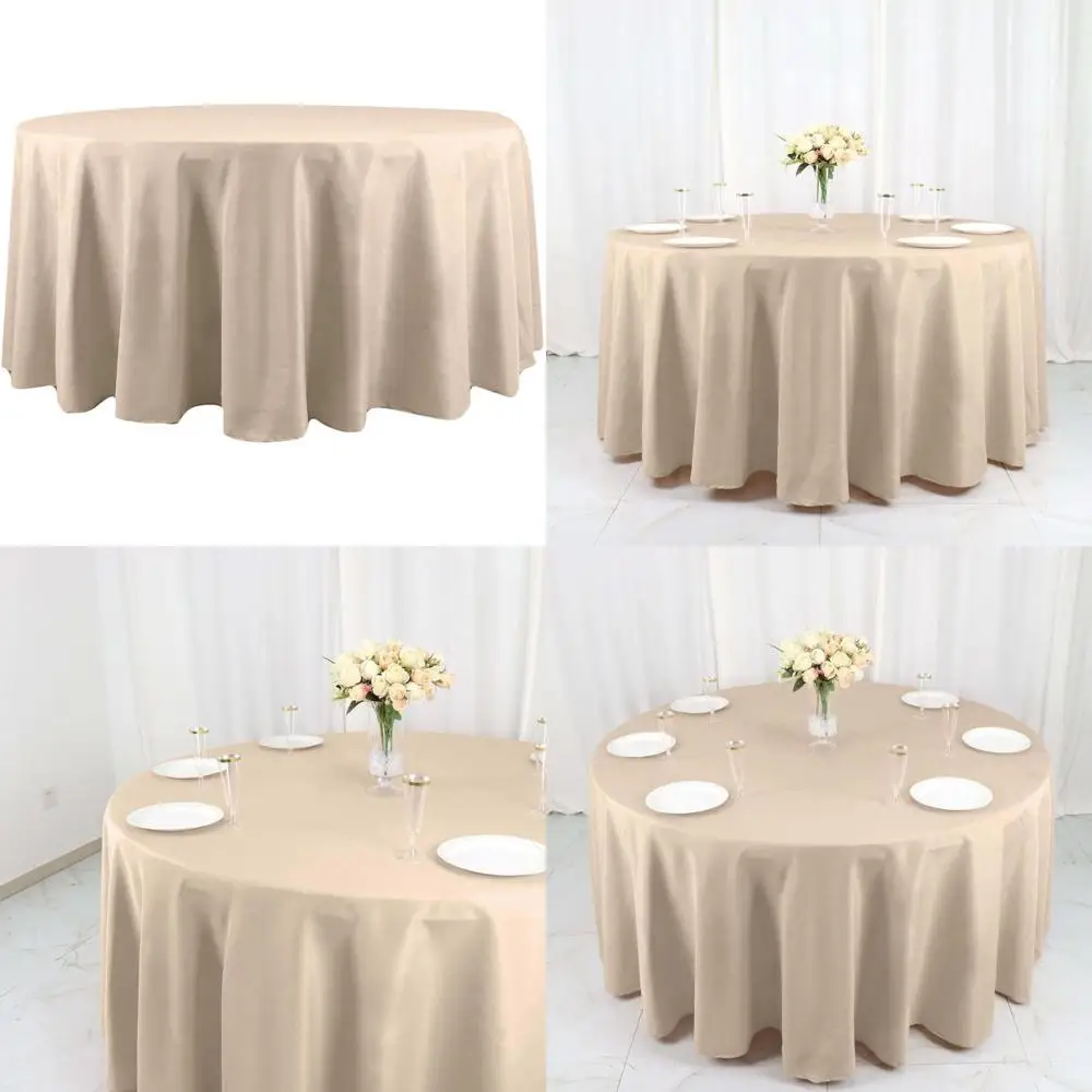 

Polyester Round Tablecloths 120 Inch for Weddings, Parties, and Banquets - 6 Pack Nude Fabric Linens for Events