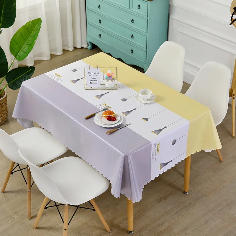 2023 Tablecloth Waterproof Oil-Proof TPU Film Craft Rectangular Household Table Cloth Table Runner Nordic Simple