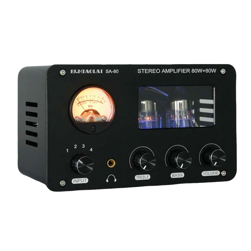 80W*2 High Power MA12070 Tube Power Amplifier 6H3N Tube HIFI Double Balance Circuit Audiophile Amp with High Bass Adjustment