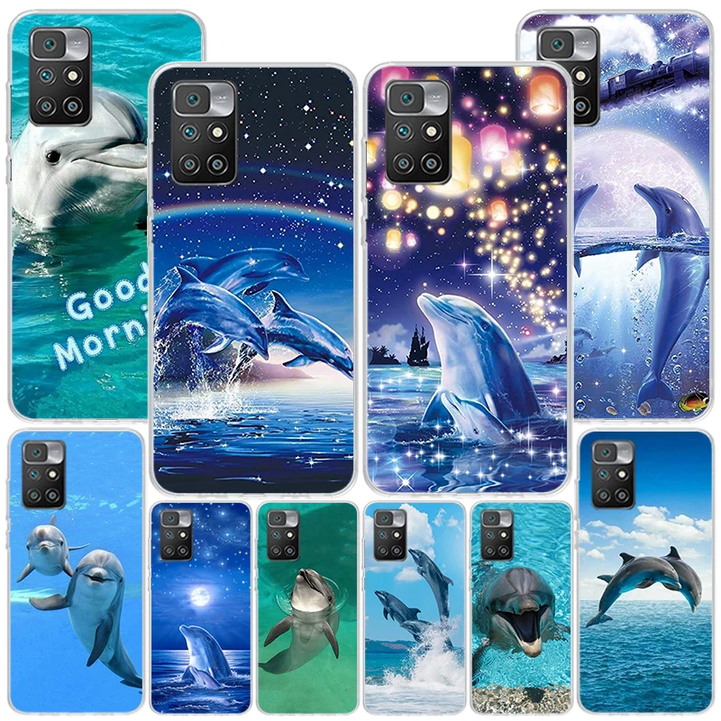 Ocean Animal Cute Dolphin Phnoe Case for Xiaomi Redmi 12 12C 10 10A 10C 10X 9 9A 9C 9T 8 8A 7 7A 6 6A S2 K20 Pro K40 Unique Cove