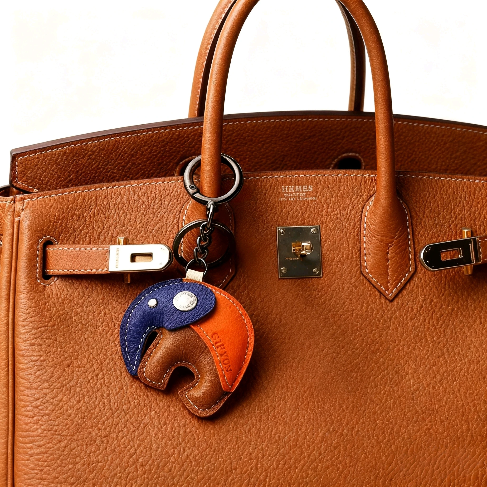 Handmade Genuine Leather Elephant Pendant Keychain Fashion Decorative Bag Accessory Car Key Holder Hanging Decoration for Purse